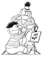 A coloring page of sesame street